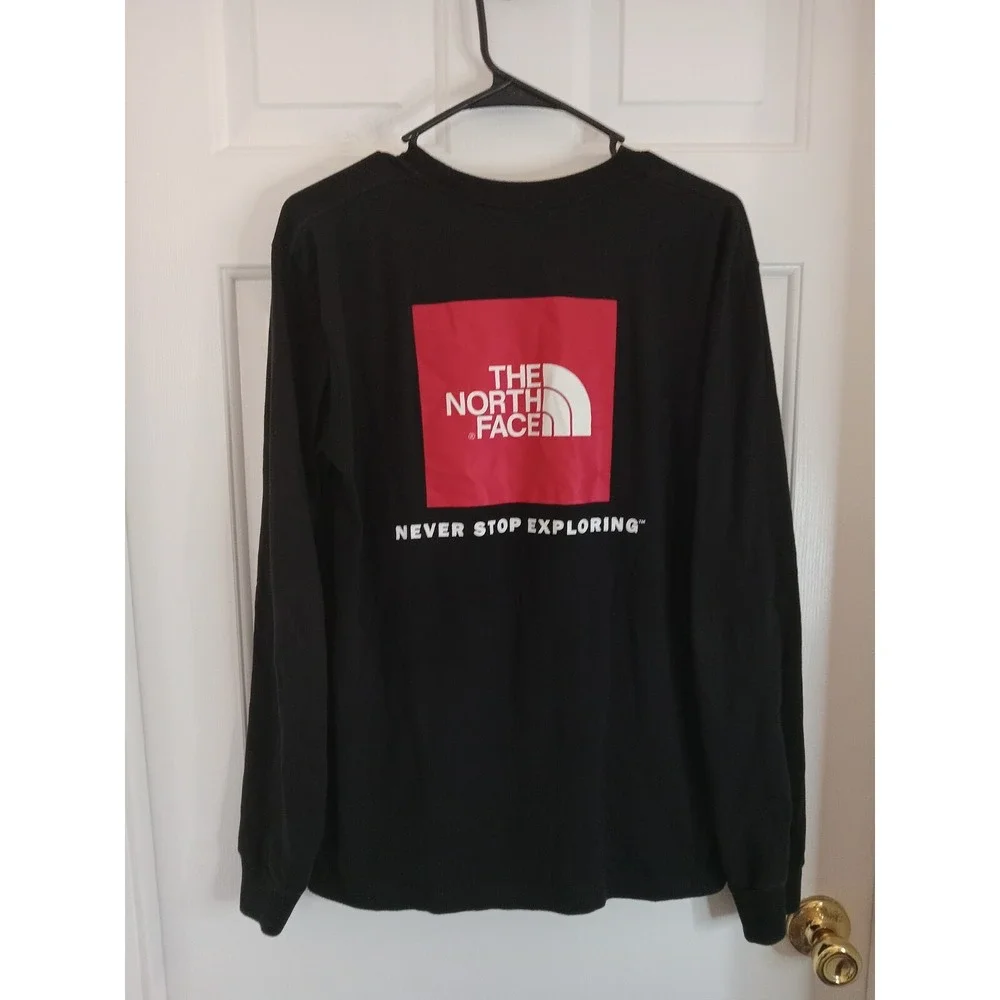 The North Face Long‎ Sleeve Crewneck Never Red Logo Exploring Black Mens Small